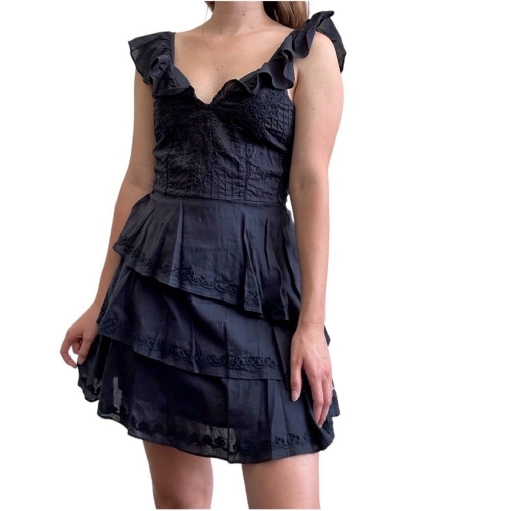 LoveShackFancy Embroidered Tiered Ruffle Mini Dress
Navy Blue